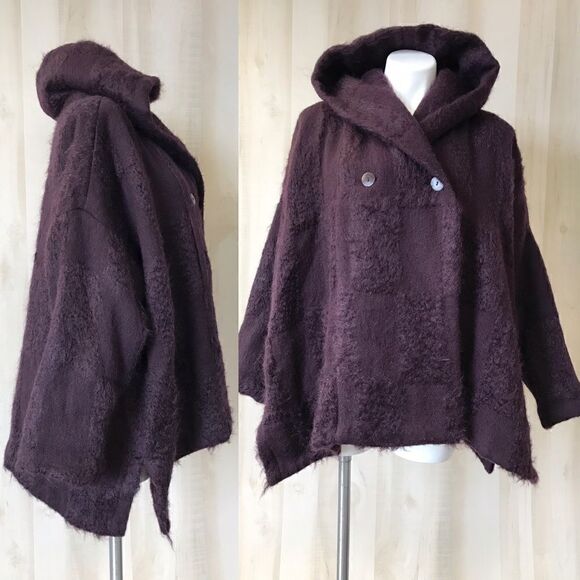 Manuelle Guibal wool coat purple size L XL - Picture 1 of 11